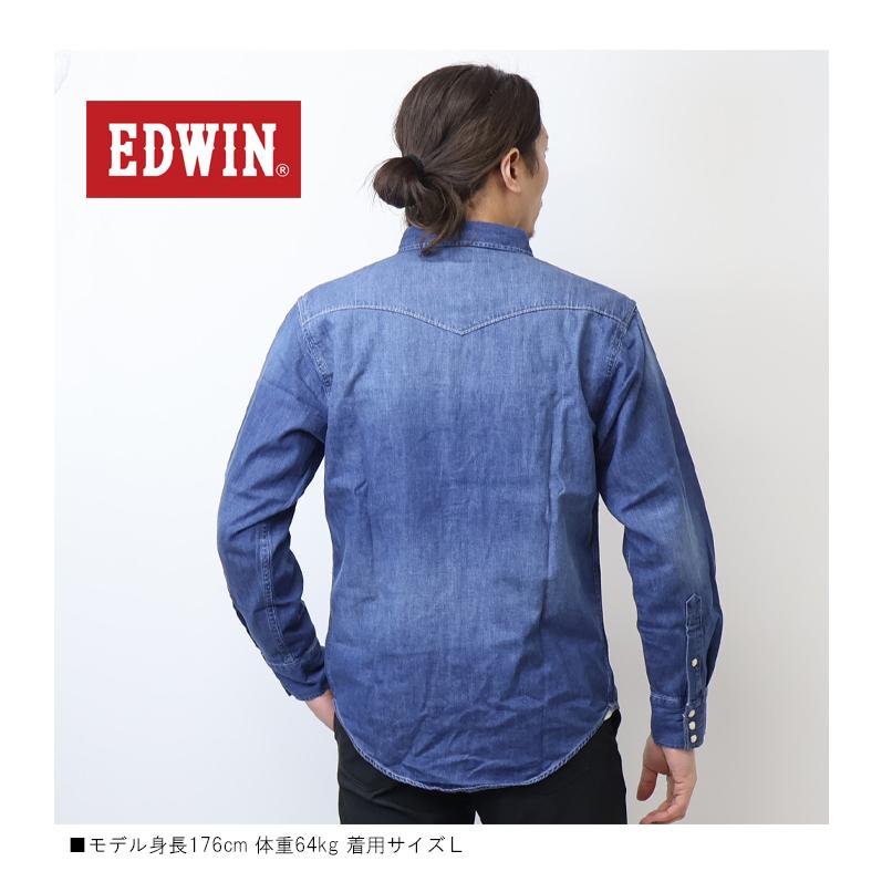 EDWIN（エドウィン） デニム ウエスタンシャツ デニムシャツ 長袖