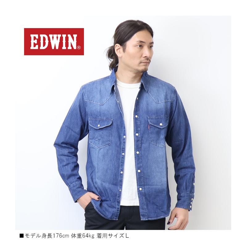 EDWIN（エドウィン） デニム ウエスタンシャツ デニムシャツ 長袖