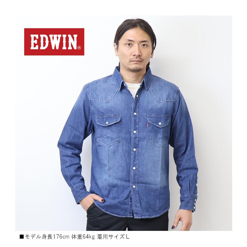 EDWIN（エドウィン） デニム ウエスタンシャツ デニムシャツ 長袖