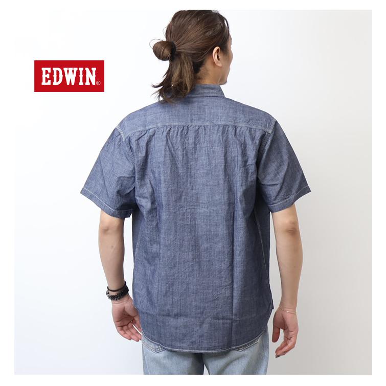 EDWIN（エドウィン） 半袖 ワークシャツ シャンブレーシャツ 半袖