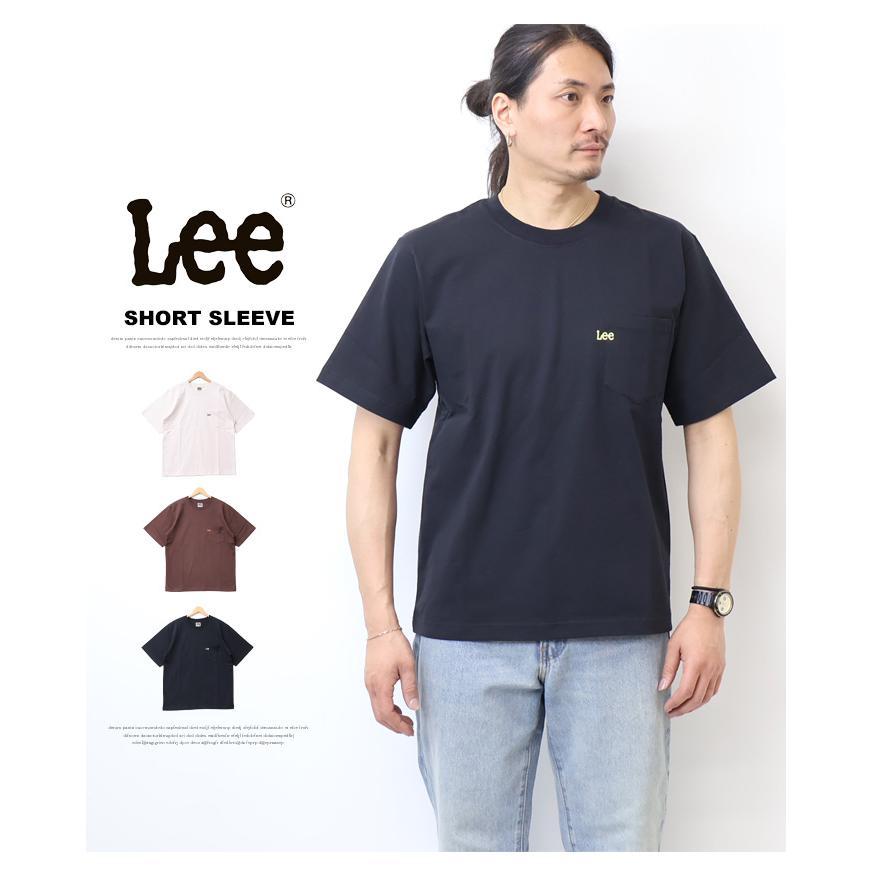 Lee リー またぎロゴ刺繍 胸ポケット 半袖Tシャツ メンズ レディース ユニセックス 半T 送料無料 Lee LT3189 | Lee | 01