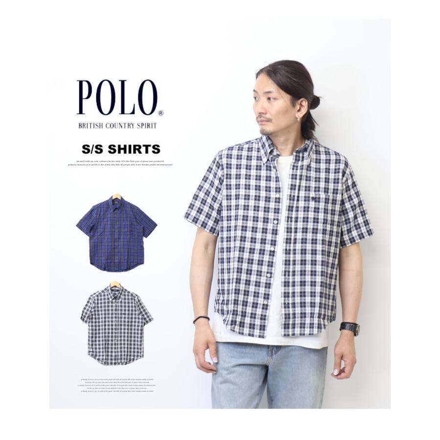 POLO BCS（ポロ・ビーシーエス） POLO b.c.s ポロ 綿麻 半袖 チェック 