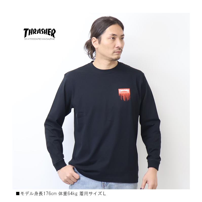 THRASHER（スラッシャー） ドリップロゴ 長袖Tシャツ 長T ロンT メンズ