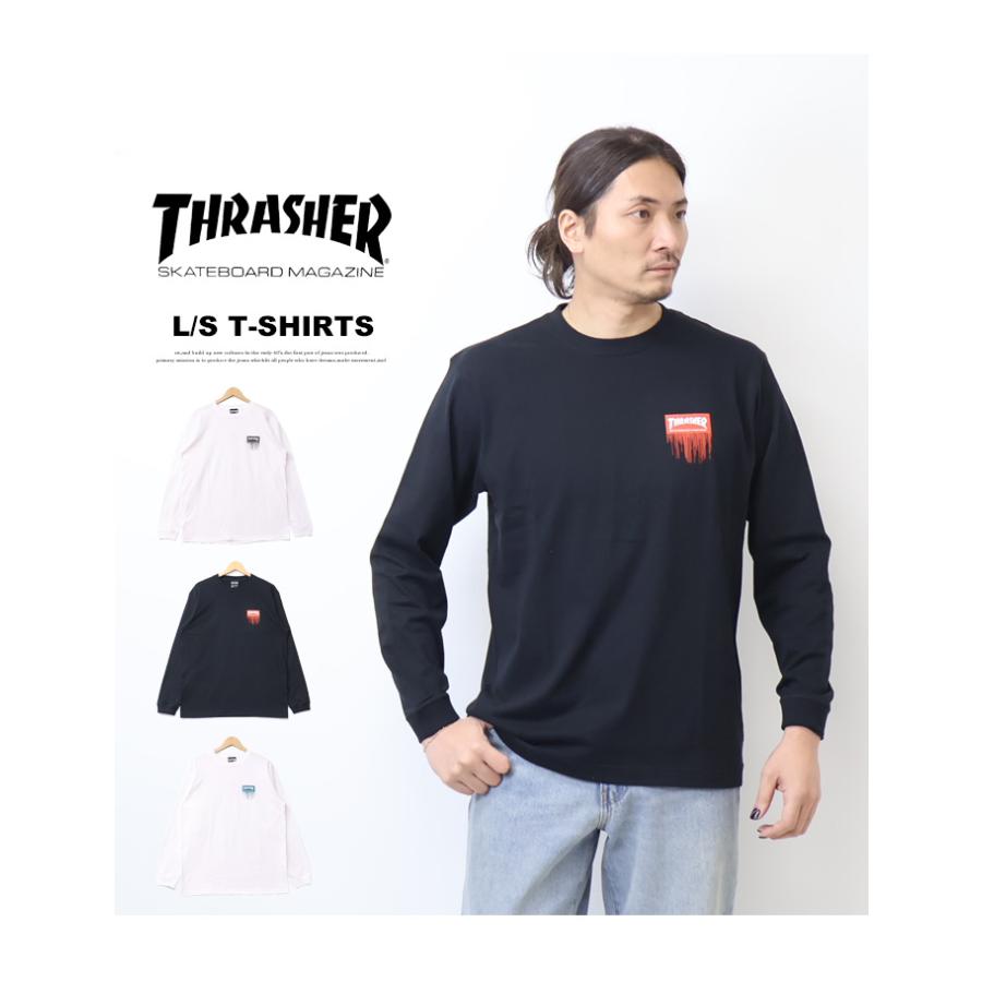 THRASHER（スラッシャー） ドリップロゴ 長袖Tシャツ 長T ロンT メンズ