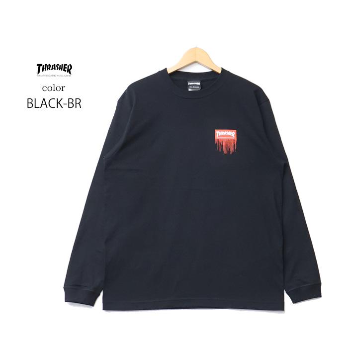 THRASHER（スラッシャー） ドリップロゴ 長袖Tシャツ 長T ロンT メンズ