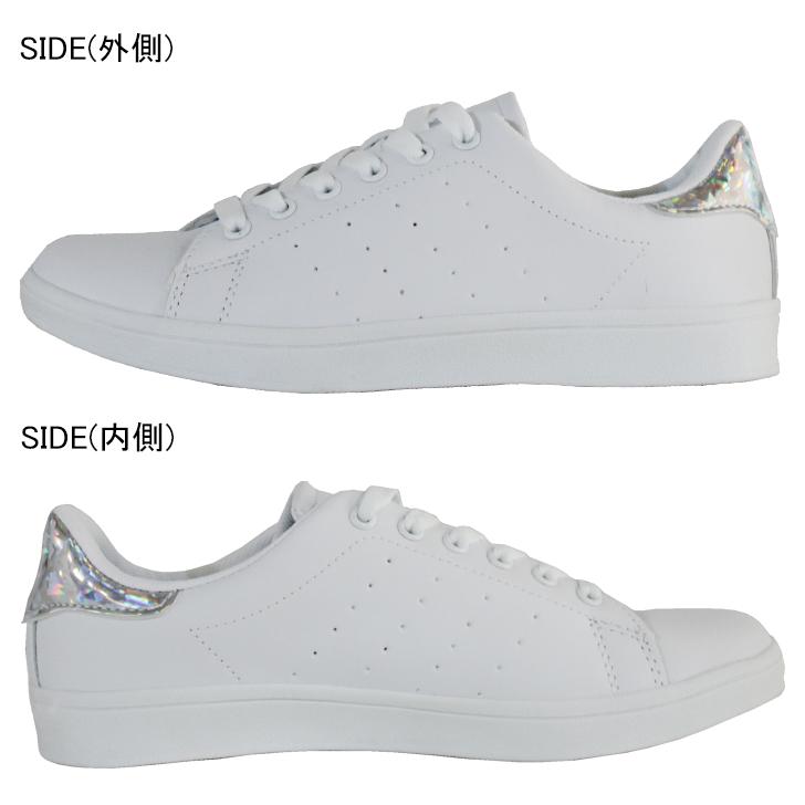 撥水コートシューズ スニーカー シューズ 靴 レースアップ ホワイト ローカット コート系 ホログラム ユニセックス |  | 05