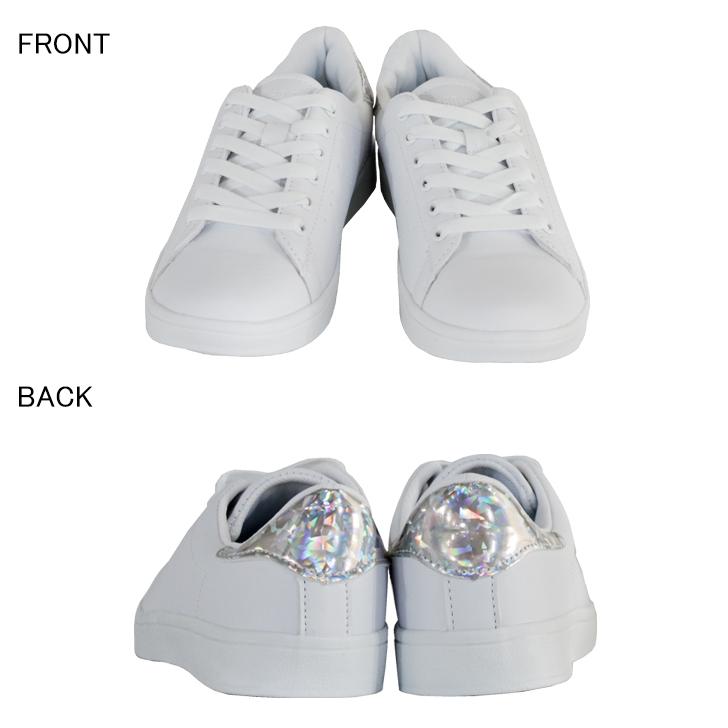 撥水コートシューズ スニーカー シューズ 靴 レースアップ ホワイト ローカット コート系 ホログラム ユニセックス |  | 07
