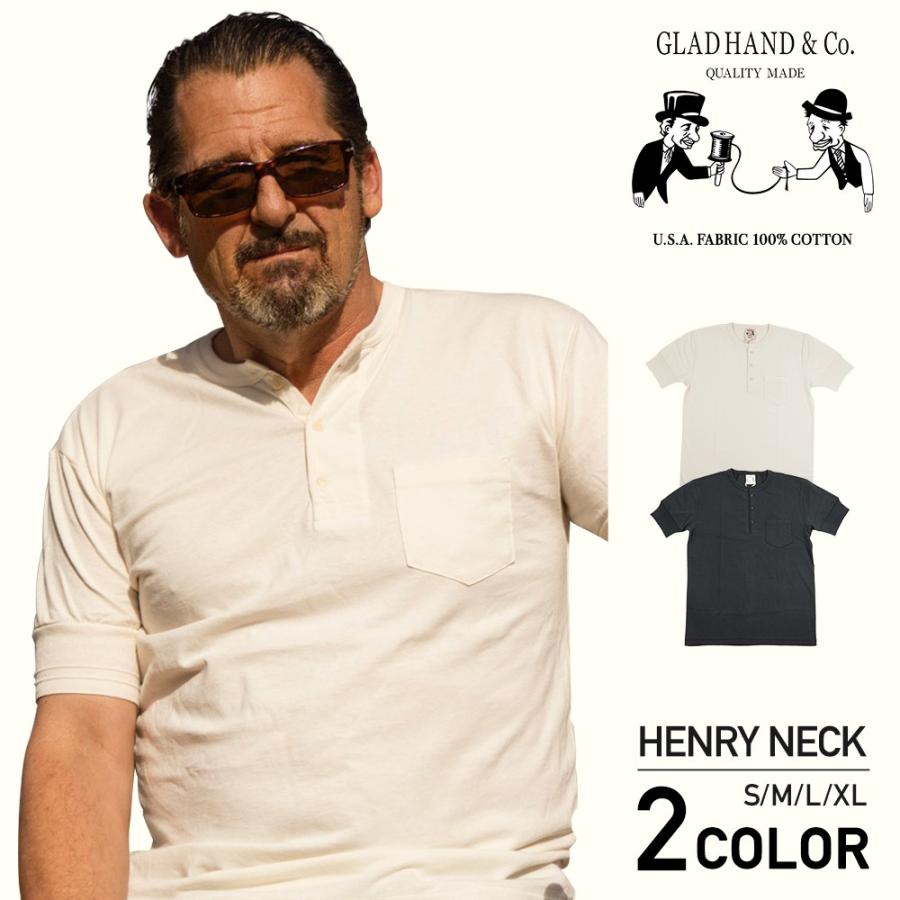 グラッドハンド Tシャツ メンズ ヘンリーネック ポケット 半袖 パックTシャツ 無地 USAコットン GLAD HAND - 13 STANDARD HENRY NECK POCKET S/S T-SHIRTS｜rezar