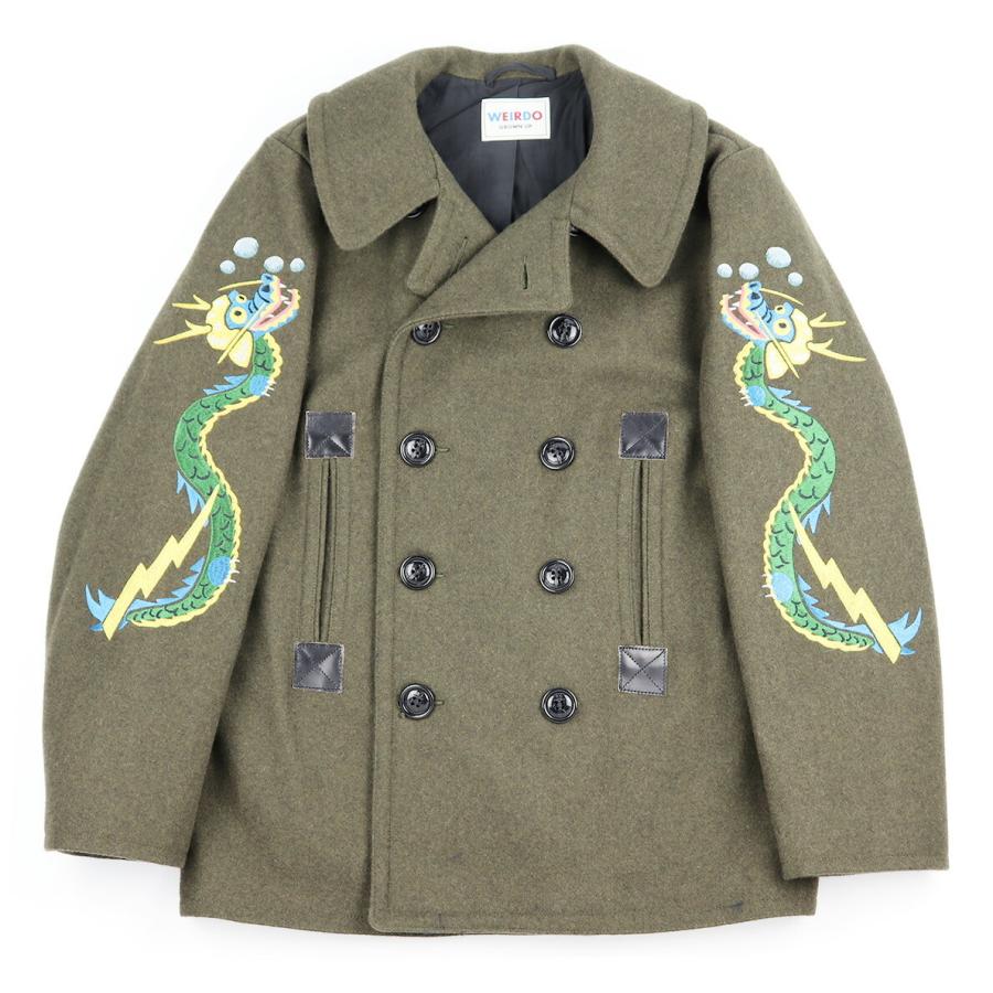 WEIRDO SKULL & SNAKE - PEA COAT (KHAKI) ウィアード Pコート WEIRDO SKULL & SNAKE - PEA COAT (KHAKI) ウィアード Pコート