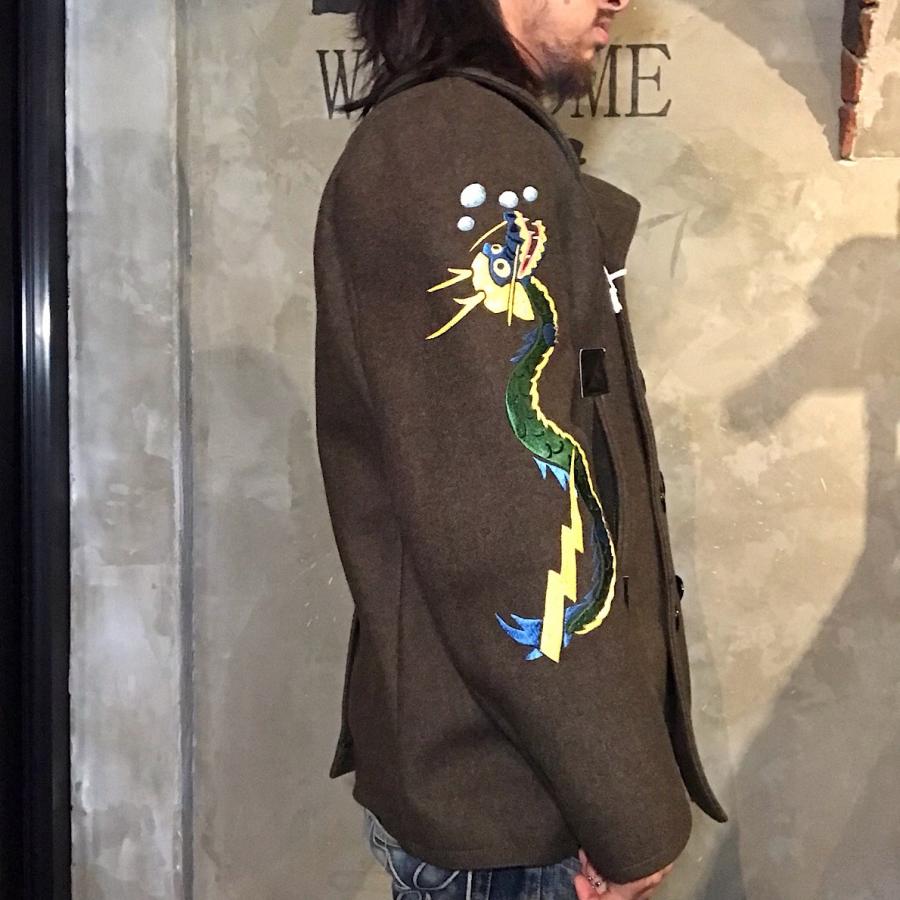 WEIRDO SKULL & SNAKE - PEA COAT (KHAKI) ウィアード Pコート WEIRDO SKULL & SNAKE - PEA COAT (KHAKI) ウィアード Pコート
