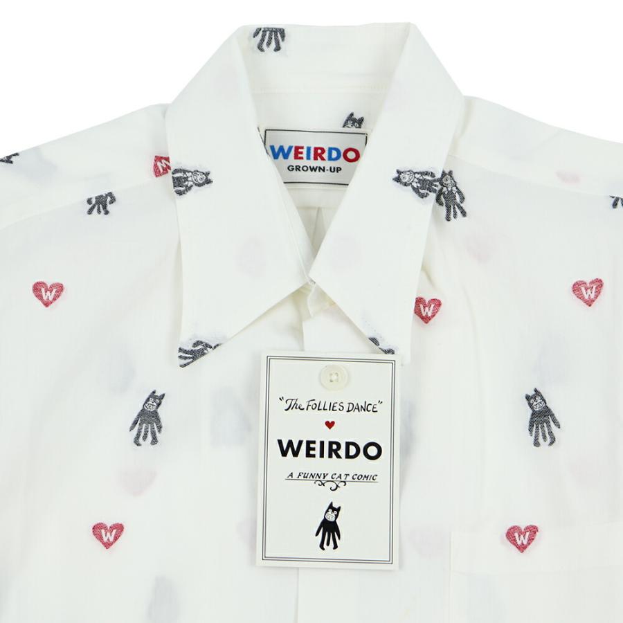 WEIRDO 長袖シャツ L ホワイト WEIRDO（ウィアード） 総柄 ジャガード 長袖シャツ メンズ WEIRDO