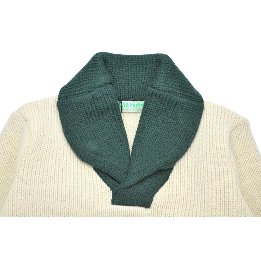 NORTH NO NAME 5 WHISTLE SHAWL COLLAR KNIT (BEIGE×GREEN) ファイブ  