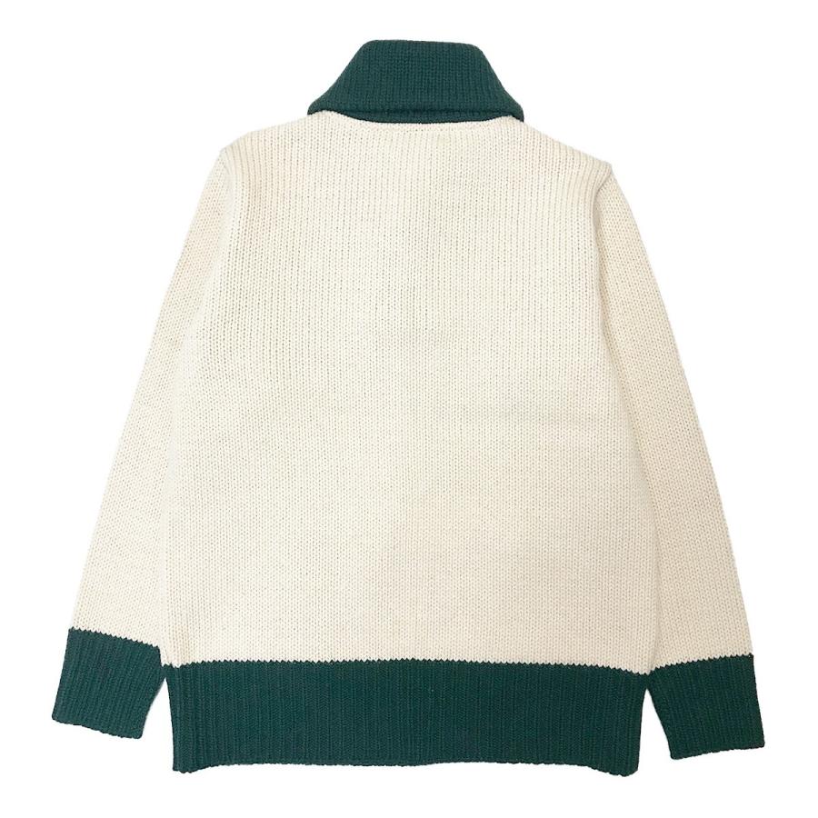 NORTH NO NAME 5 WHISTLE SHAWL COLLAR KNIT (BEIGE×GREEN) ファイブ  