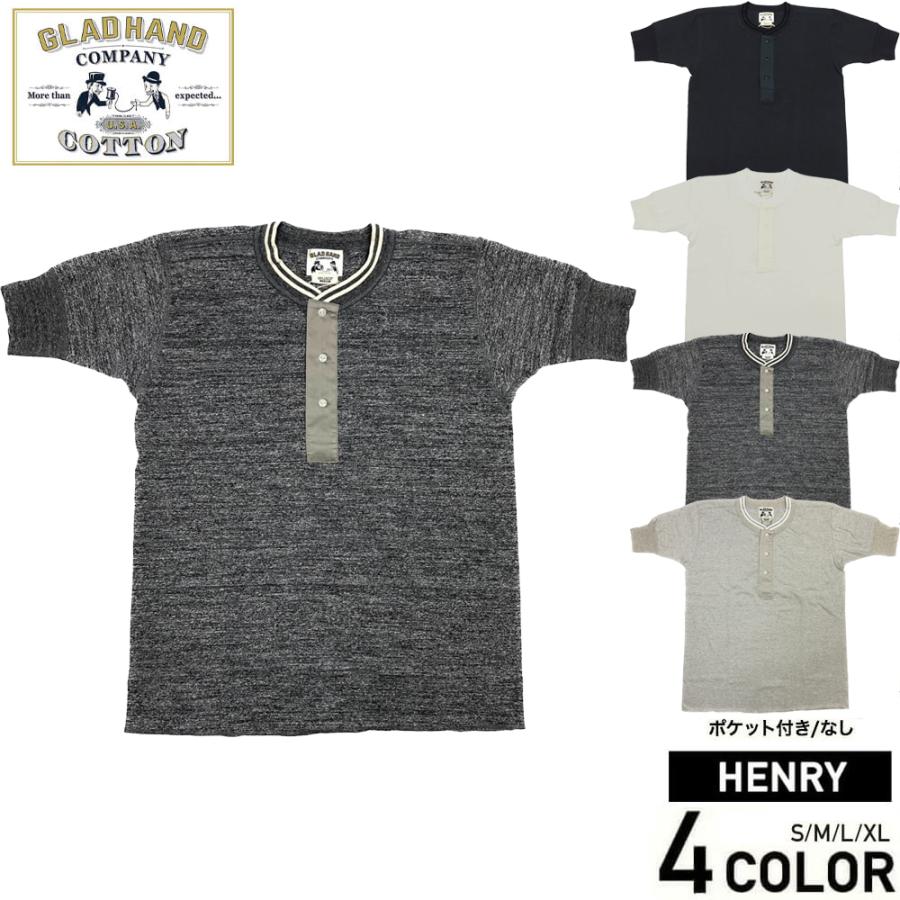GLAD HAND グラッドハンド Tシャツ メンズ 半袖 日本製 ヘンリーネック