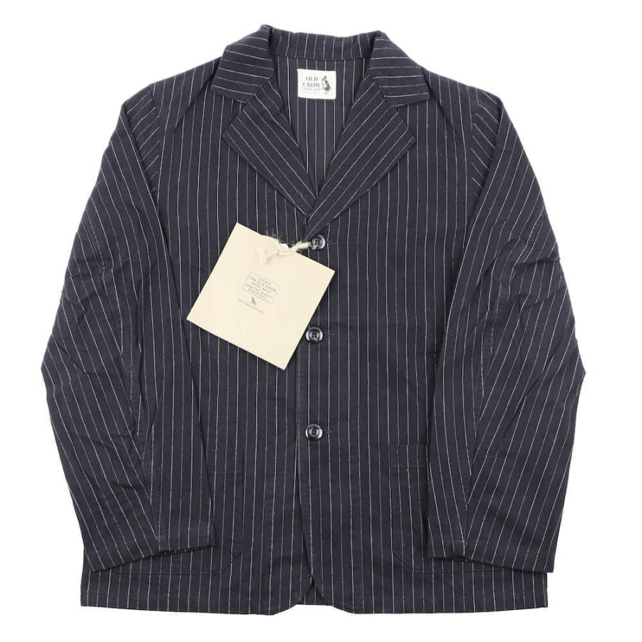 OLD CROW ヒッコリーストライプカバーオール ネイビー/ホワイト　XL OLD CROW ヒッコリーストライプカバーオール ネイビー/ホワイト