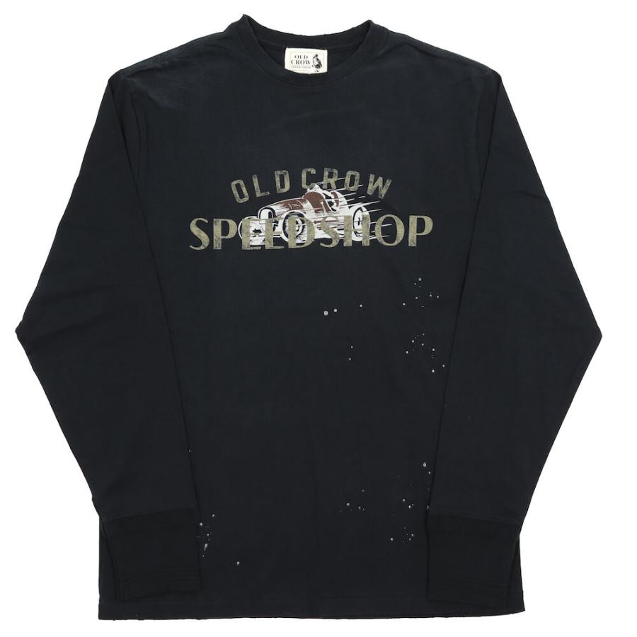 オールドクロウ クルーネック 長袖 Tシャツ メンズ ビンテージ加工 OLD CROW SPEED SHOP - L/S T-SHIRTS VINTAGE FINISH GLADHAND グラッドハンド｜rezar｜02