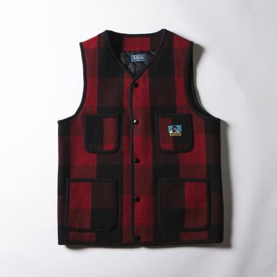 SNOID Big Foot wool Vest (Red/Black) スノイド ウール メルトン 