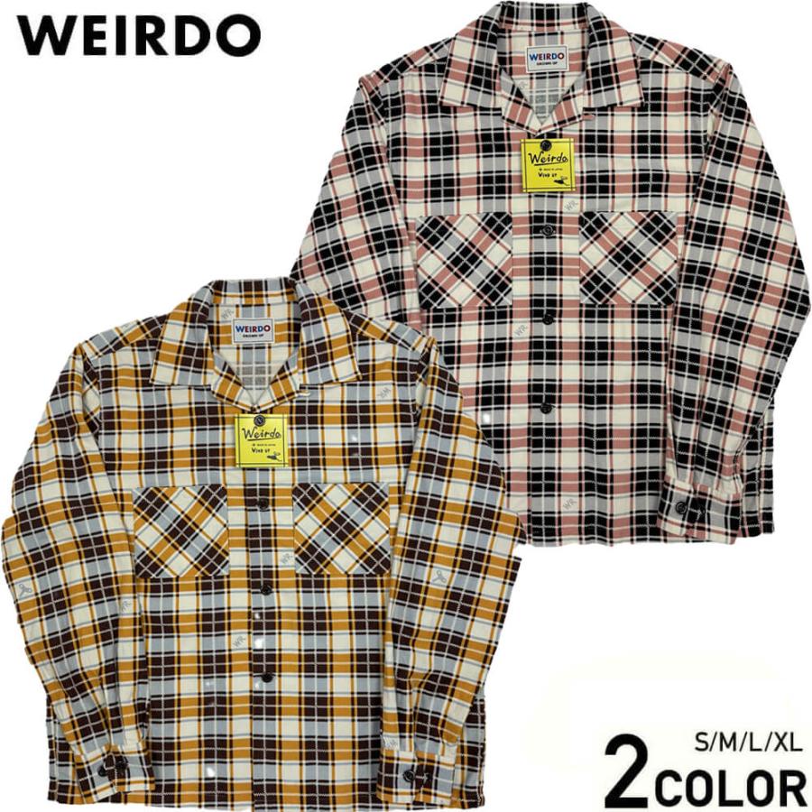 WEIRDO ウィアード オープンカラーシャツ チェック 長袖 メンズ WEIRDO ウィアード オープンカラーシャツ チェック 長袖 メンズ