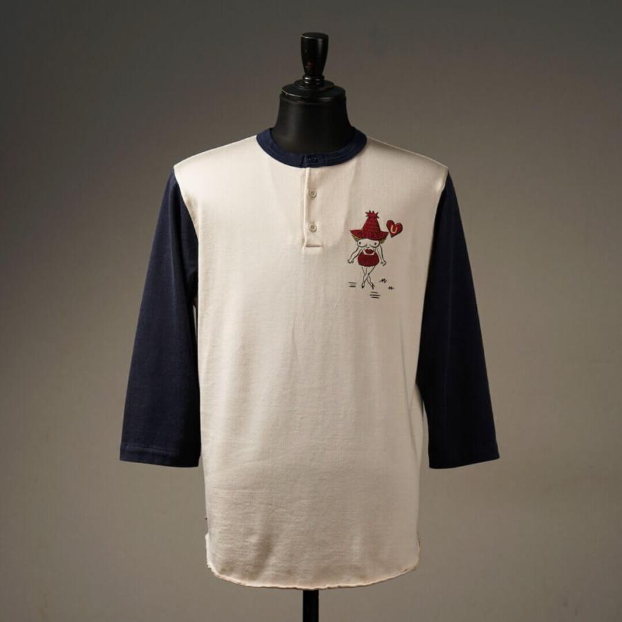 WEIRDO ウィアード ベースボール ヘンリーネック Tシャツ 五部袖 WEIRDO ウィアード ベースボール ヘンリーネック Tシャツ 五部袖