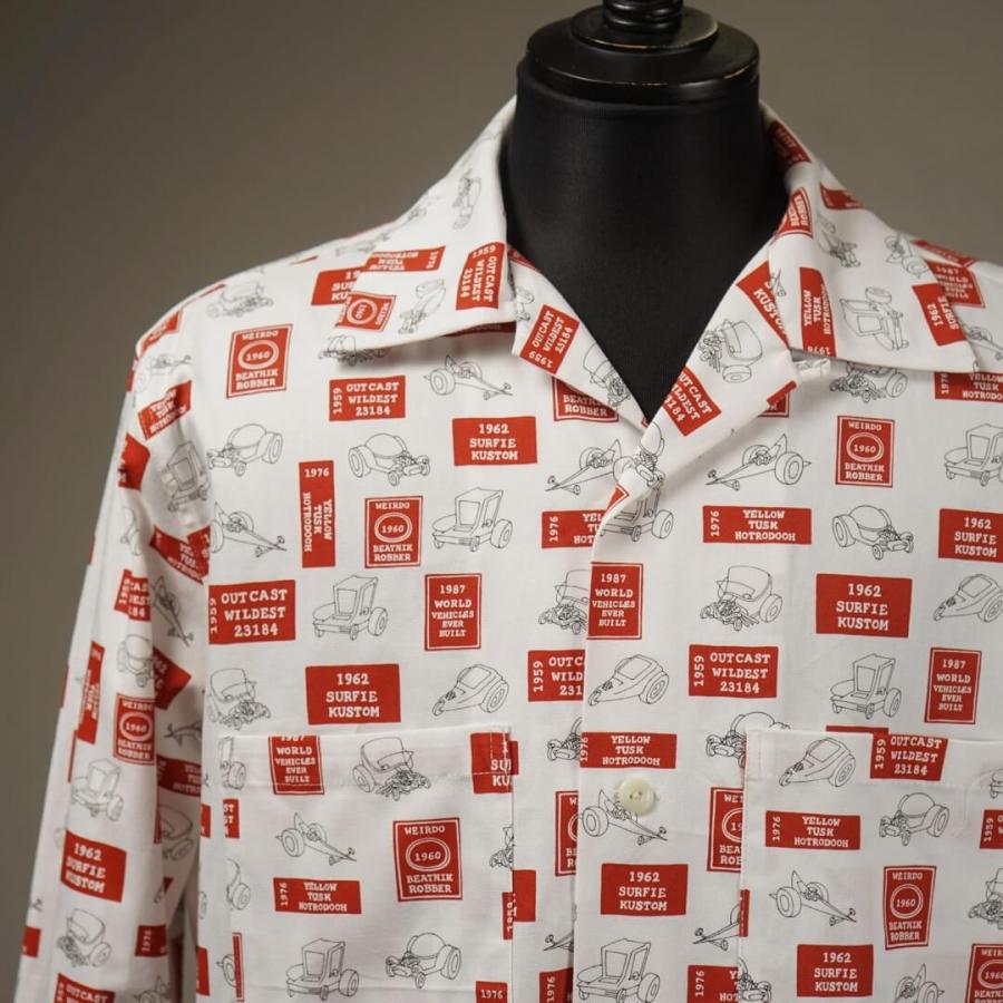 WEIRDO ウィアード 総柄 オープンカラーシャツ 長袖 メンズ 開襟