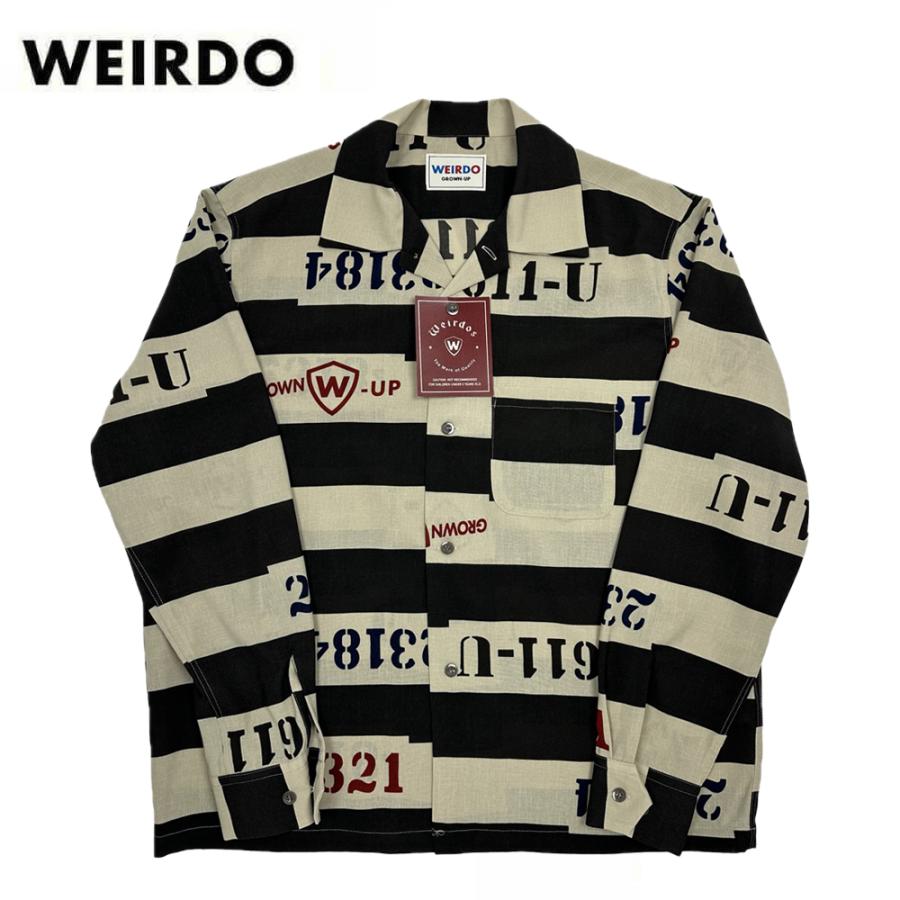 WEIRDO ウィアード ボーダー オープンカラーシャツ 長袖 メンズ WEIRDO ウィアード ボーダー オープンカラーシャツ 長袖 メンズ