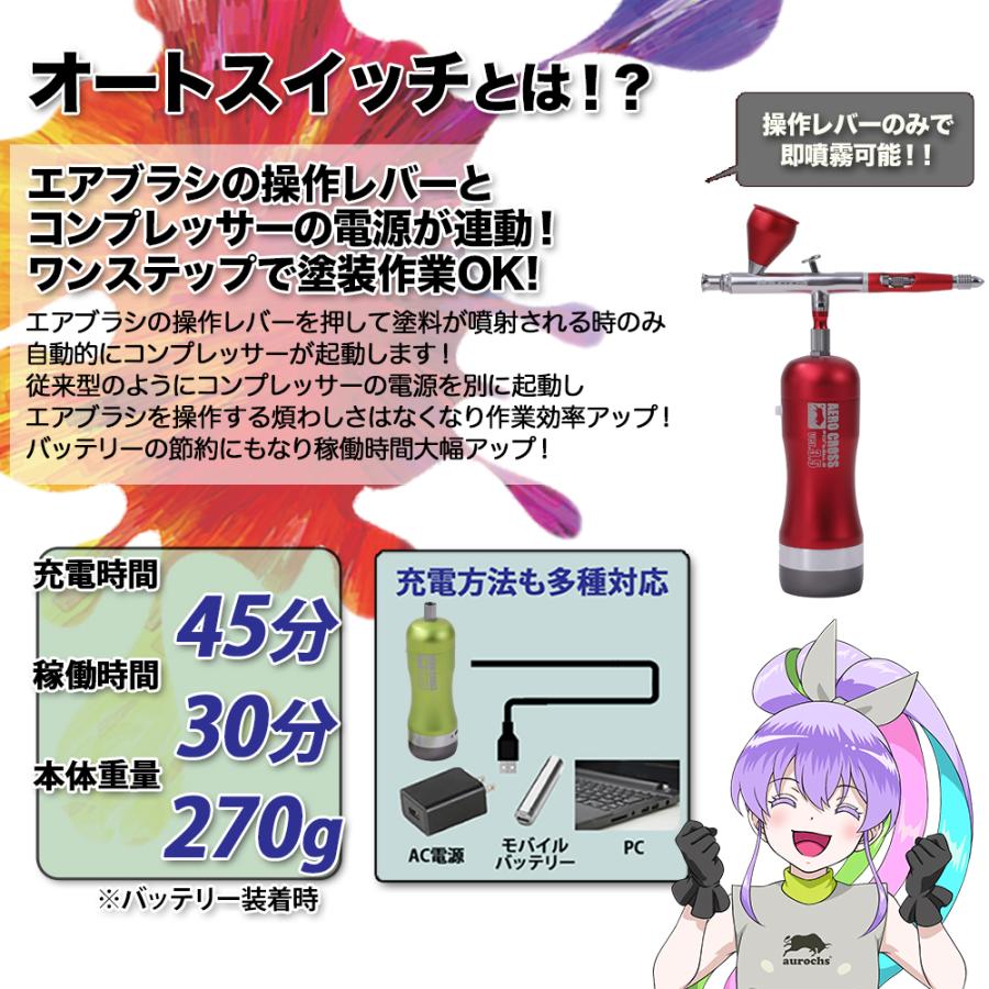 aurochs 充電式 エアブラシ エアロクロス コードレス ver.3.5 EM aurochs 充電式 エアブラシ エアロクロス コードレス ver.3.5 EM
