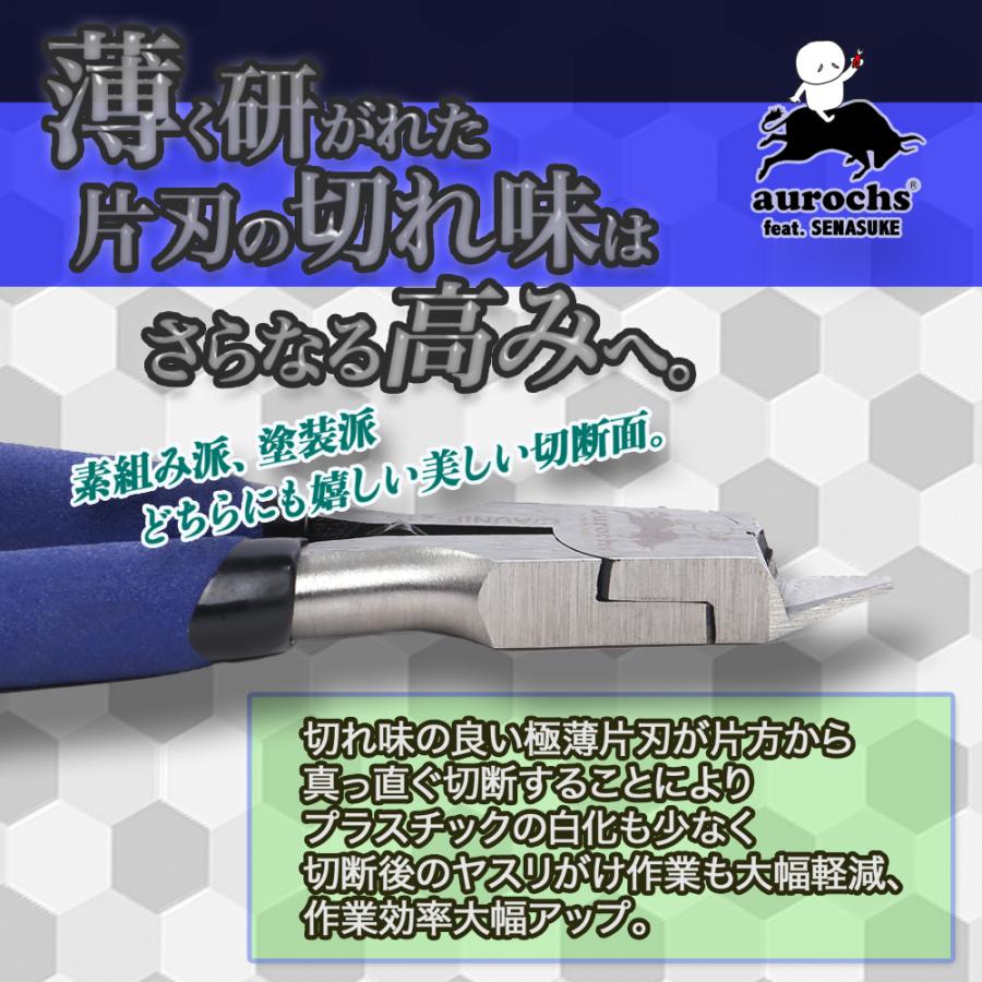 せなすけ × aurochs] 超 極薄刃 ニッパー 薄刃 片刃 工具 ゲートカット