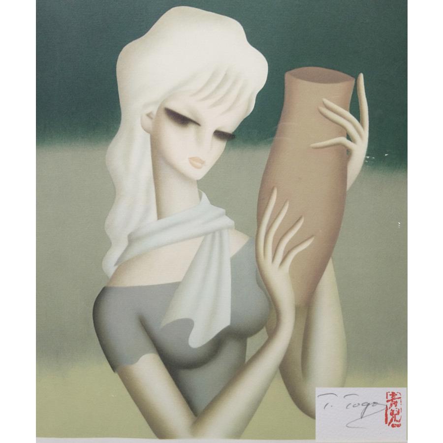 リトグラフ】東郷青児 「赤い壺」 限定250部 137/250 額装済 真作