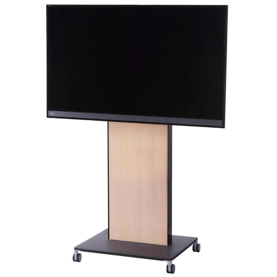（在庫限り品）BeConn スタンド式ディスプレイマウント ナチュラル×ブラック CCAXRF030MZ テレビ台 モニター台 移動 キャスター おしゃれの画像