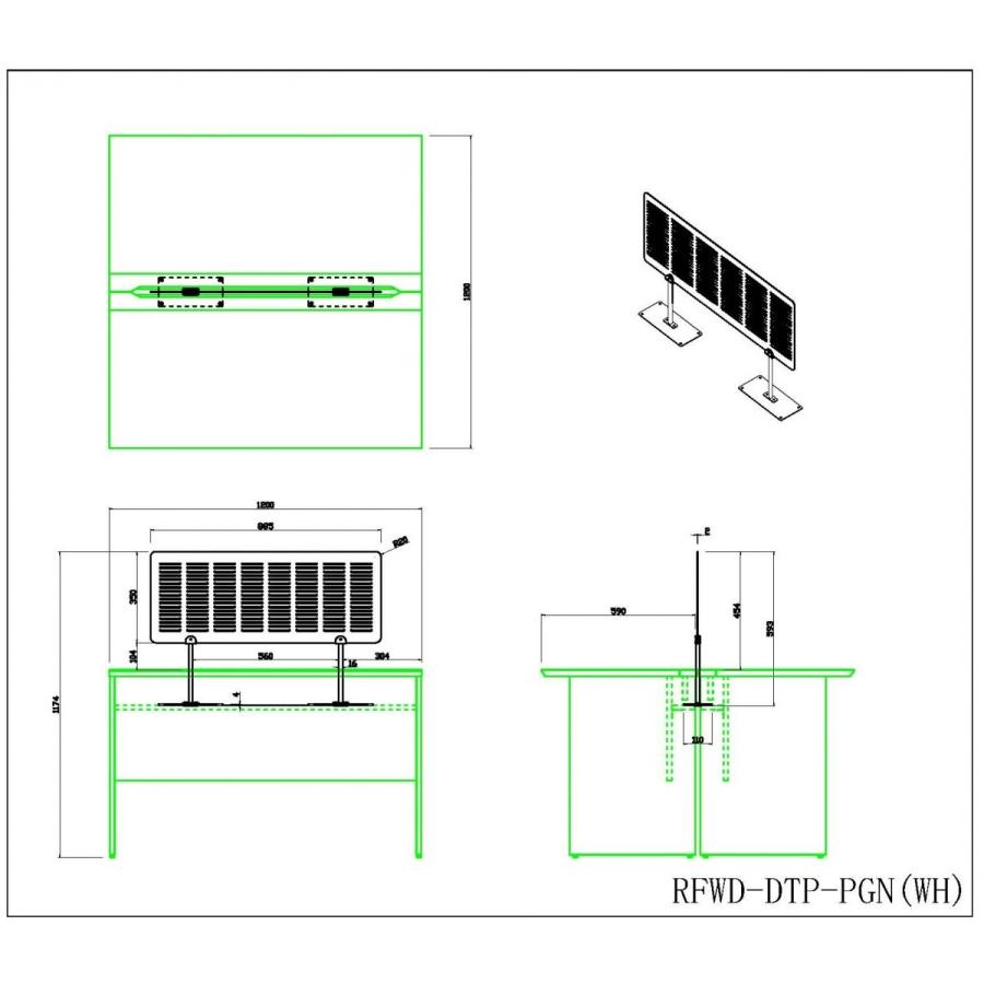 (在庫限り品)ユピタシリーズ RF木製デスク用デスクトップパネル パンチングメタル グリーン 　デスク本体別売　 RFWD-DTP-PGN アール・エフ・ヤマカワ｜rf-yamakawa-y｜04