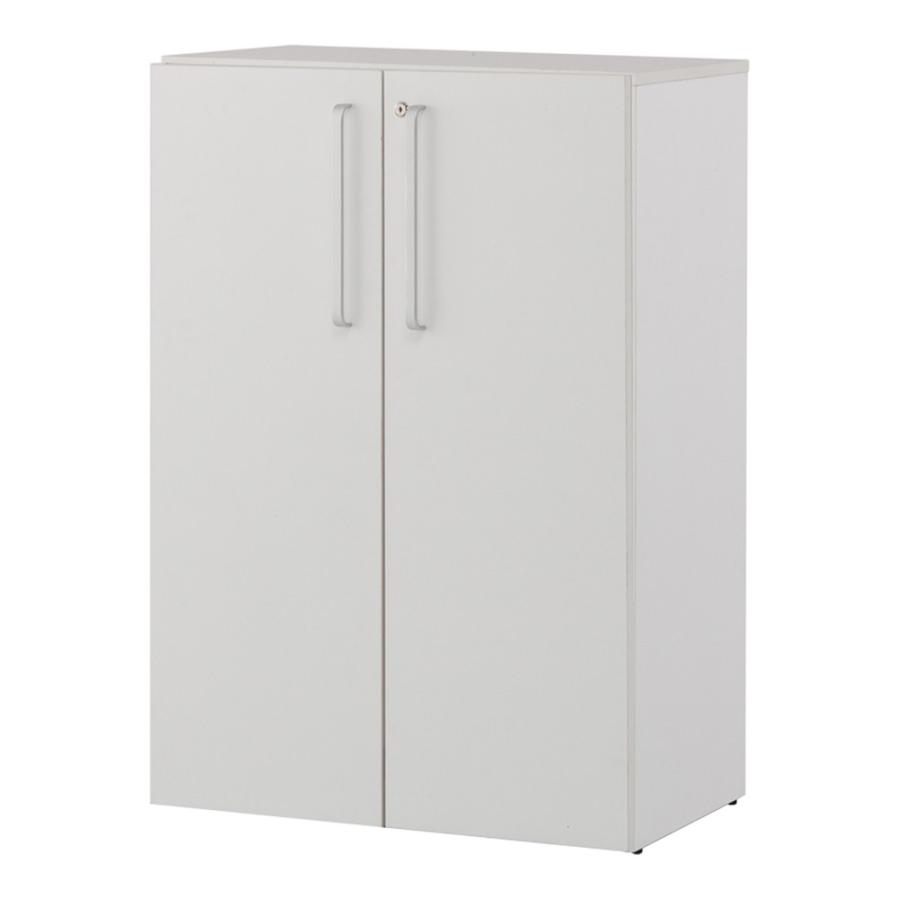 在庫限り品）プリーマII 木製格子型書庫シェルフ2列3段 ホワイト共通扉  