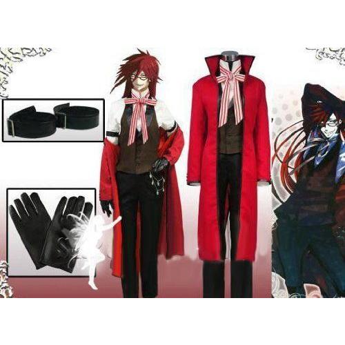 ウェブエッセンス コスプレ衣装 黒執事 グレル サトクリフ 黒執事 コスプレ衣装 赤ver風 赤ver風 メガネ付き コスプレ ハロウィン イベント仮装 コ クリスマス ルフラン店 春夏新作モデル