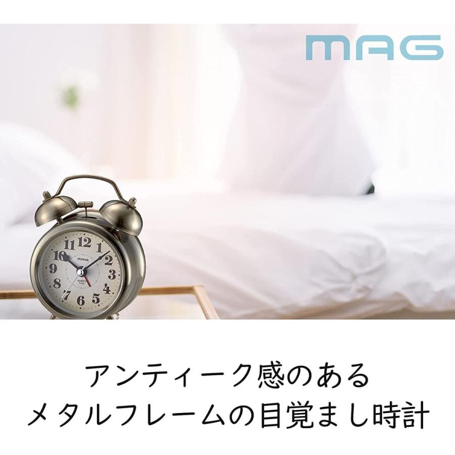 人気ショップ 照明 電球 Mag マグ 目覚まし時計 アナログ ツインベル 静音 連続秒針 スヌーズ機能 ライト付き アンティークゴールド T 755ag Z Www Threeriversofs Com