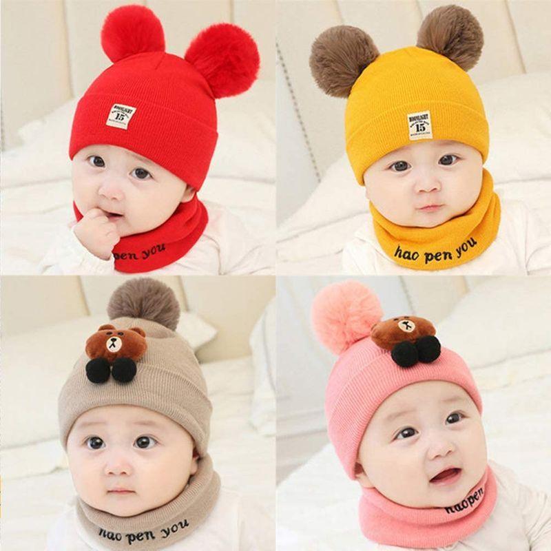 激安な 子供 ニット ベビー帽 ニット帽子 女の子 男の子 ネックウォーマー 子供帽子 2点セット あったか 綿 無地 ニット帽 キッズ 耳付き 赤 Eighc Com