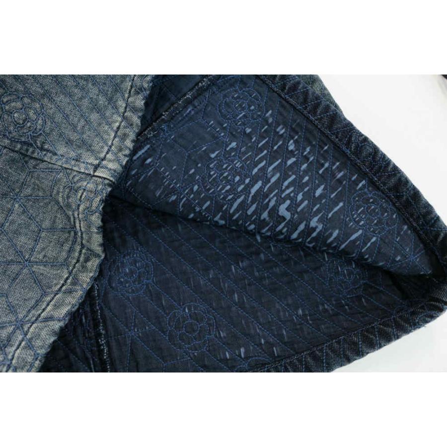 CHANEL シャネル カメリアキルティング台形スカート デニム 
