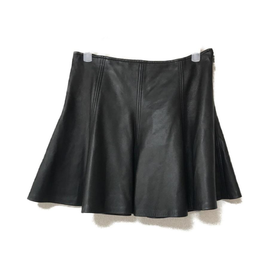 ポロラルフローレン フレアレザースカート 革/0/ブラック/POLO RALPH