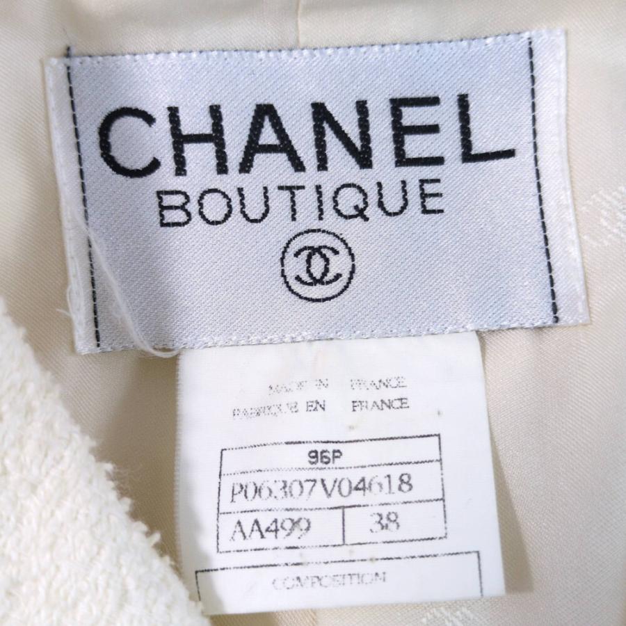 美品 希少 シャネル 96P  コインボタン ツイード ジャケット AA499 38 アイボリー CHANEL ココマーク ヴィンテージ 刻印ボタン /b260422/612474の画像