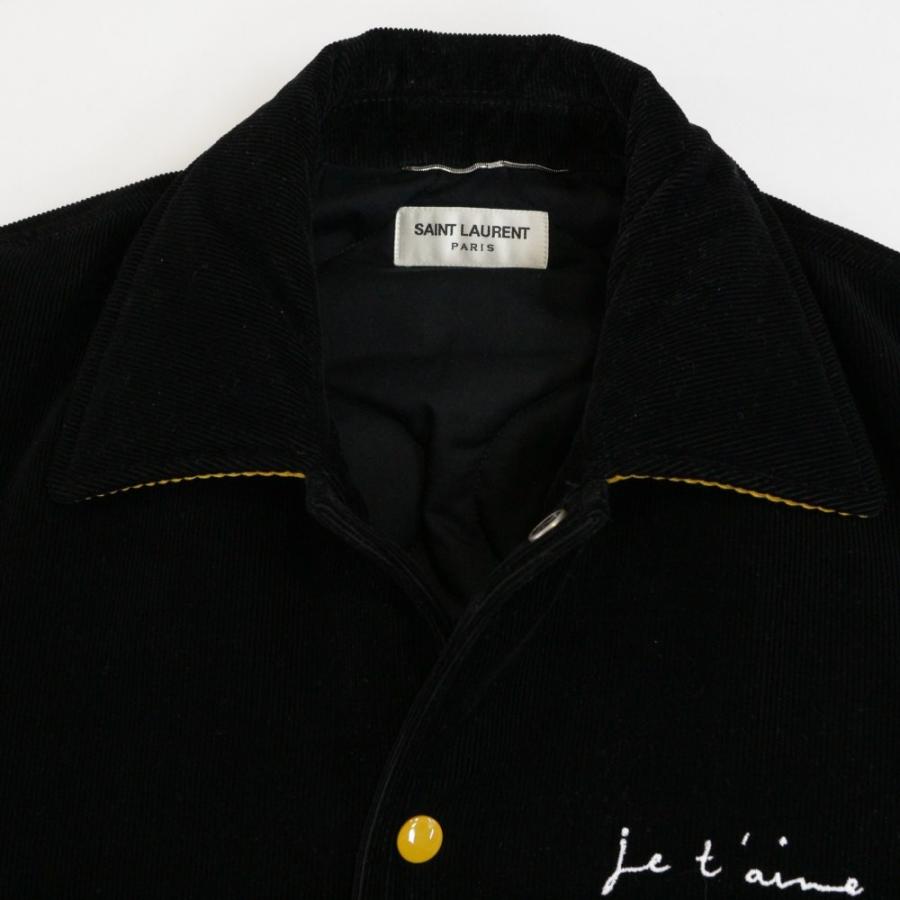 サンローランパリ Jet aime刺繍コーデュロイ・スタジアムジャンパー 