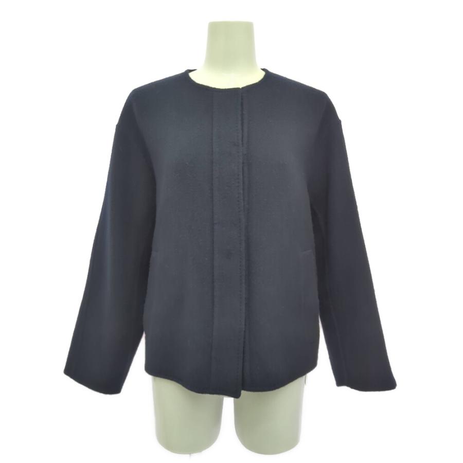 (ラスト1点) INED イネド ウール ショート丈 ノーカラーコート/71-54112010/9/ネイビー/アウター/デート/b251224/600803 | INED