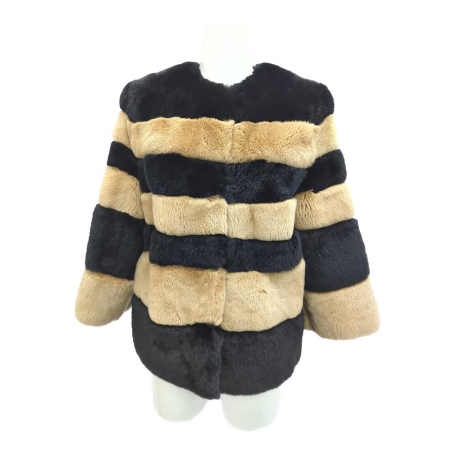 Max Mara Studio マックスマーラステュディオ ボーダー ファーコート 