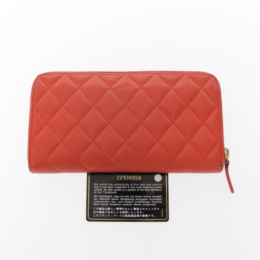 CHANEL（シャネル） マトラッセ・ラウンドファスナー長財布/オレンジ