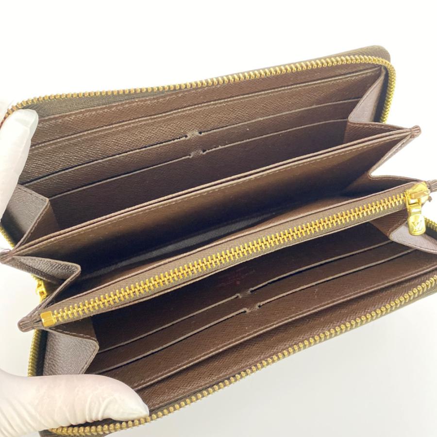 破損あり ルイヴィトン ダミエ ジッピーウォレット エベヌ ラウンドファスナー ルイヴィトン ダミエ・エベヌ・ジッピーウォレット・ラウンド