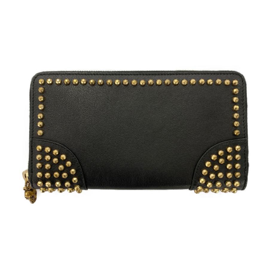 アレキサンダーマックイーン スタッズ スカル レザー 長財布 ラウンド