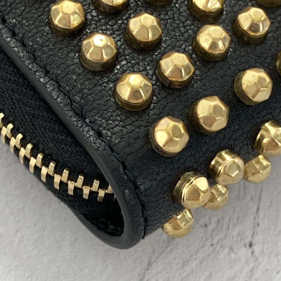 アレキサンダーマックイーン スカルスタッズ財布 ゴールド×ブラック