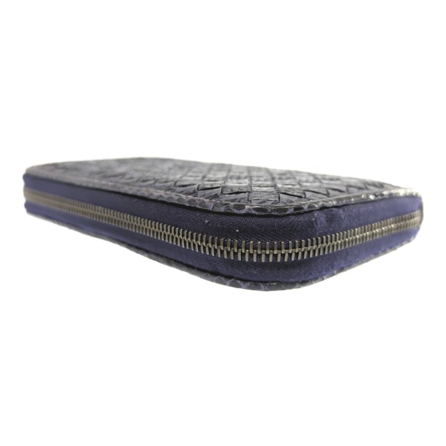 美品　BOTTEGAVENETA イントレチャート パイソン 紫　パープル　蛇革 美品✨ ボッテガヴェネタ 二つ折り 長財布 イントレチャート W