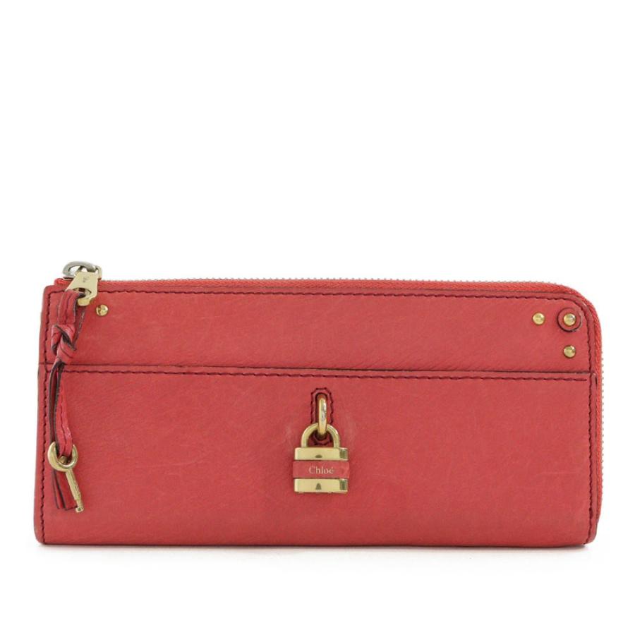 Chloe クロエ パディントン・オーロラ・L字ファスナー長財布/ピンク系