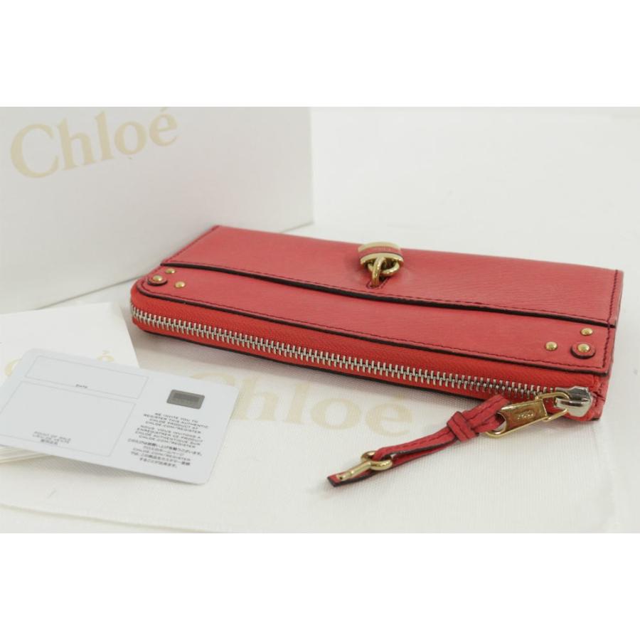 Chloe クロエ パディントン・オーロラ・L字ファスナー長財布/ピンク系