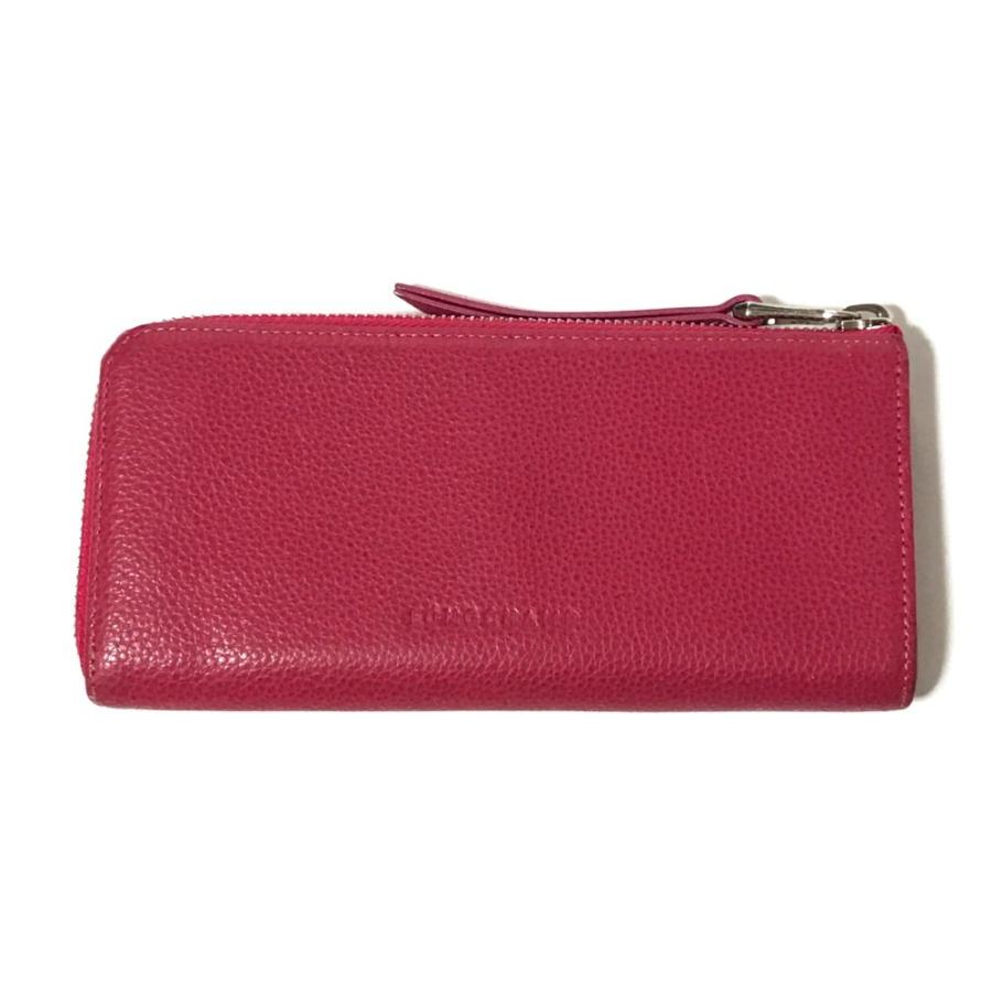 LONGCHAMP ロンシャン L字ファスナー長財布 型押し/ピンク