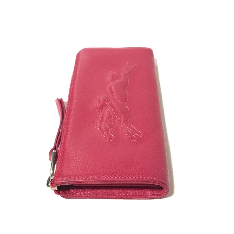 LONGCHAMP ロンシャン L字ファスナー長財布 型押し/ピンク