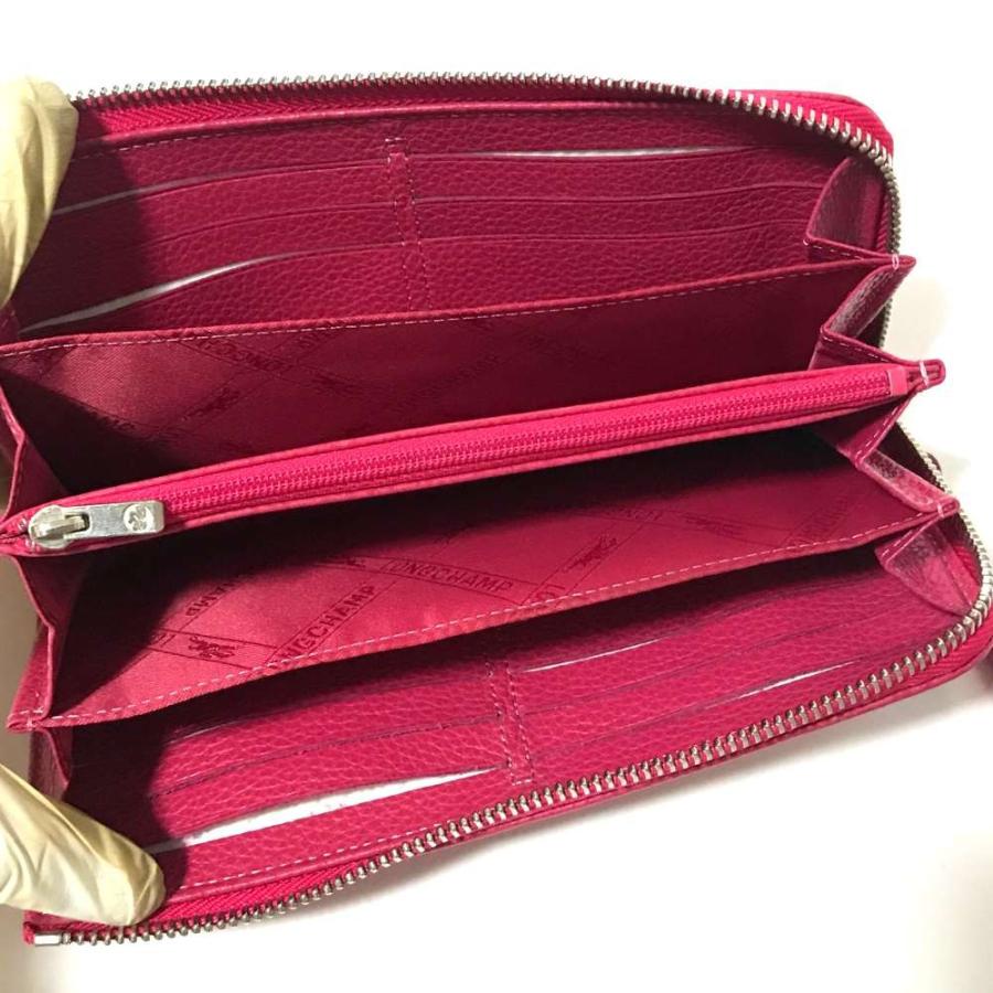 ロンシャン 長財布 ピンク L字ファスナー 美品 LONGCHAMP ロンシャン L字ファスナー長財布 型押し/ピンク